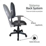 Cadeira Diretorzinha Back System Costurado C/ Braços Reguláveis – Cor Preto 32996 AMANHECER MÓVEIS 9