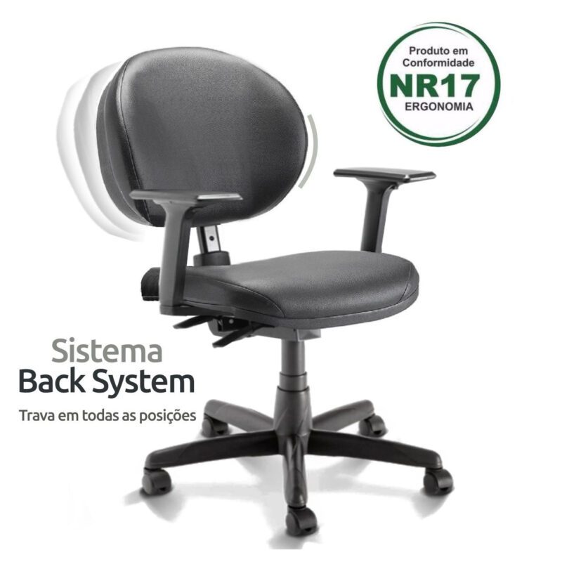 Cadeira Executiva PLUS LISA BACK SYSTEM c/ Braços Reguláveis – COR PRETO 32968 AMANHECER MÓVEIS 3