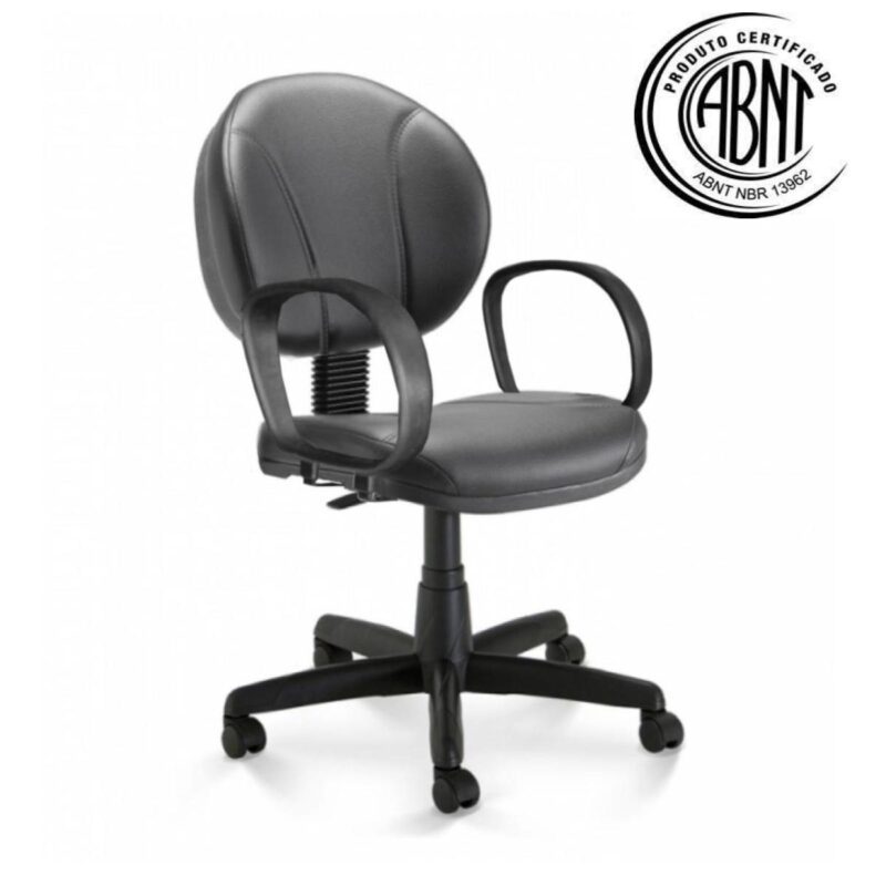 Cadeira Executiva PLUS COSTURADA c/ Braço Corsa – CORINO – COR PRETO – 32978 AMANHECER MÓVEIS 3