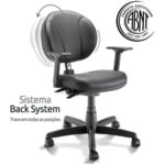 Cadeira Executiva BACK SYSTEM OPERATIVA c/ Braços Reguláveis – CORINO PRETO 32987 AMANHECER MÓVEIS 9