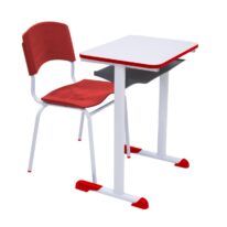 Kit Escolar Individual VERMELHO – (Mesa e Cadeira) – ADULTO – MADEIRA – COR VERMELHO – 40096 AMANHECER MÓVEIS