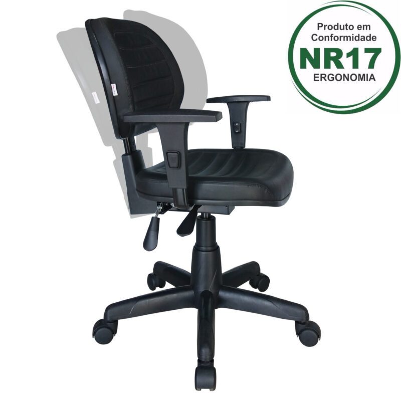 Cadeira Executiva Back System COSTURADA com Braços Reguláveis – Cor Preta – 31008 AMANHECER MÓVEIS 2