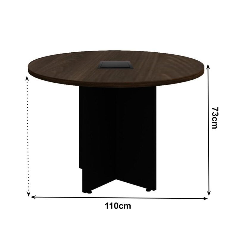 Mesa de Reunião Redonda c/ Caixa de Tomadas -1,10×1,10×0,74m – MARSALA/PRETO – 21440 AMANHECER MÓVEIS 3