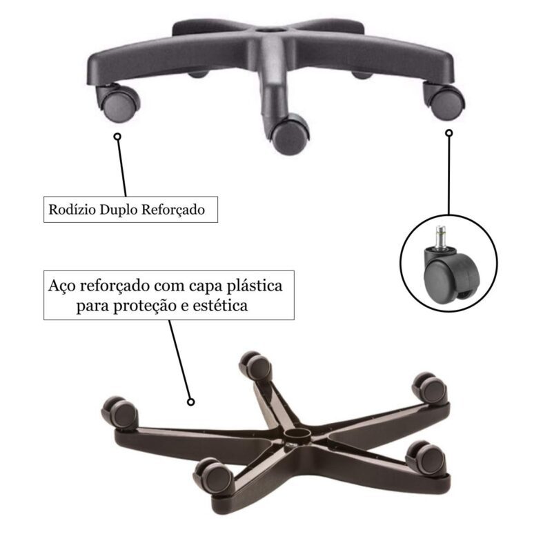 Cadeira Executiva Back System COSTURADA com Braços Reguláveis – Cor Preta – 31008 AMANHECER MÓVEIS 6