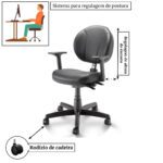 Cadeira Executiva BACK SYSTEM OPERATIVA c/ Braços Reguláveis – CORINO PRETO 32987 AMANHECER MÓVEIS 10