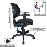 Cadeira Executiva Back System Lisa c/ Braços reguláveis – Cor Preta 31006 AMANHECER MÓVEIS 9