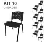 Kit 10 Cadeiras Plásticas 04 pés – COR PRETO – 24001 AMANHECER MÓVEIS 6