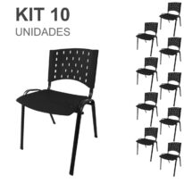 Kit 10 Cadeiras Plásticas 04 pés – COR PRETO – 24001 AMANHECER MÓVEIS