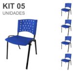 Kit 05 Cadeiras Plásticas 04 pés – COR AZUL – 24002 AMANHECER MÓVEIS 6