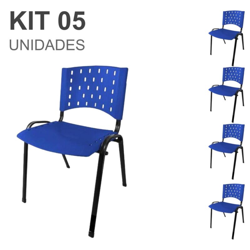 Kit 05 Cadeiras Plásticas 04 pés – COR AZUL – 24002 AMANHECER MÓVEIS 2