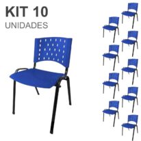 Kit 10 Cadeiras Plásticas 04 pés – COR AZUL – 24003 AMANHECER MÓVEIS