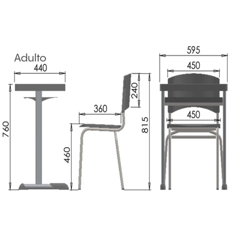 Kit Escolar Individual VERDE – (Mesa e Cadeira) – ADULTO – – COR VERDE – 40084 AMANHECER MÓVEIS 5