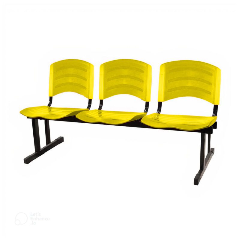 Cadeira Longarina PLÁSTICA 03 Lugares – Cor Amarelo 33025 AMANHECER MÓVEIS 2