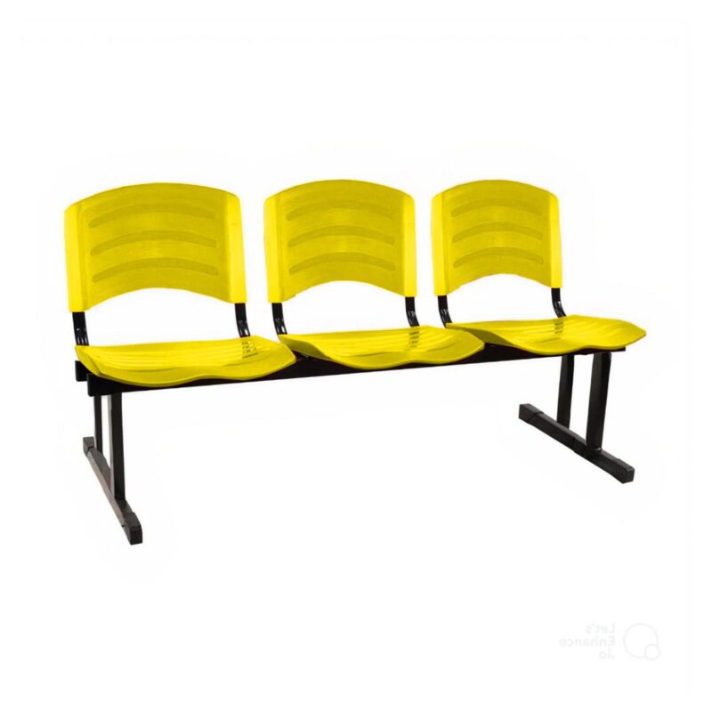 Kit 10 Cadeiras Longarinas PLÁSTICAS 03 Lugares – Cor Amarelo 33085 AMANHECER MÓVEIS 5