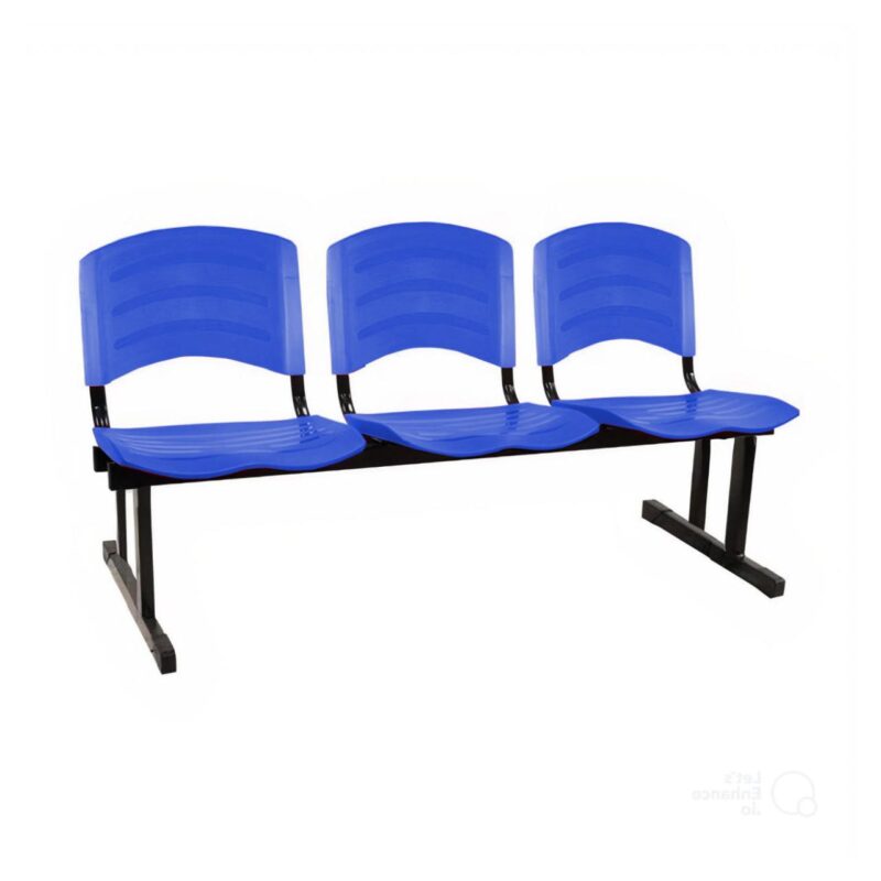 Kit 05 Cadeiras Longarinas PLÁSTICAS 03 Lugares – Cor Azul 33052 AMANHECER MÓVEIS 5