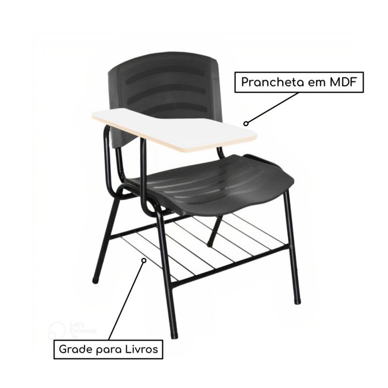 Cadeira Universitária Plástica Prancheta MDF – COR PRETO 34015 AMANHECER MÓVEIS 3