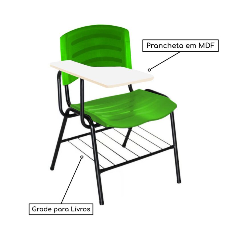 Cadeira Universitária Plástica com Prancheta MDF – COR VERDE 34018 AMANHECER MÓVEIS 3