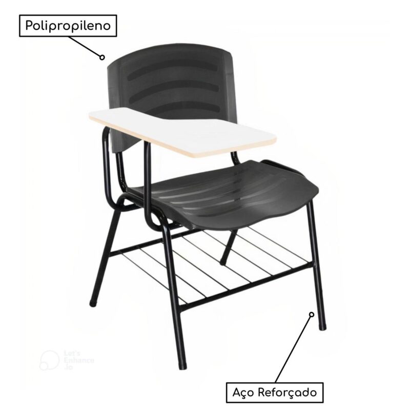 Cadeira Universitária Plástica Prancheta MDF – COR PRETO 34015 AMANHECER MÓVEIS 4