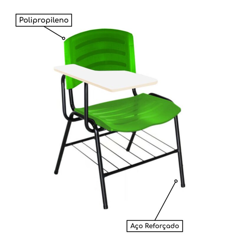 Cadeira Universitária Plástica com Prancheta MDF – COR VERDE 34018 AMANHECER MÓVEIS 4