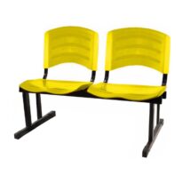 Cadeira Longarina PLÁSTICA 02 Lugares – Cor Amarelo 33030 AMANHECER MÓVEIS