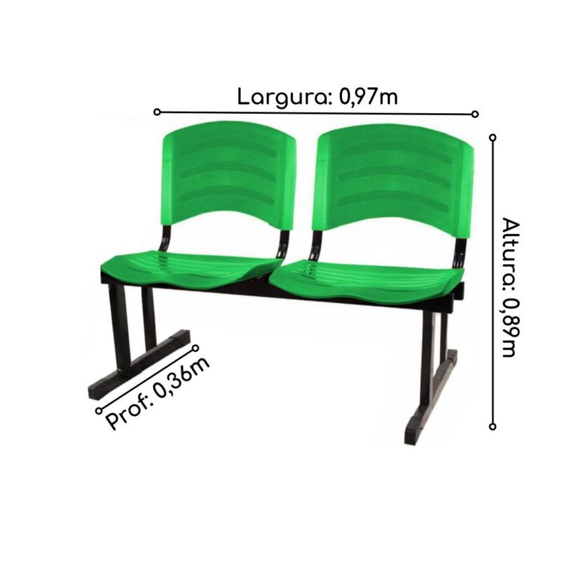 Cadeira Longarina PLÁSTICA 02 Lugares – Cor Verde 33029 AMANHECER MÓVEIS 3