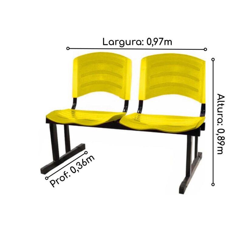 Cadeira Longarina PLÁSTICA 02 Lugares – Cor Amarelo 33030 AMANHECER MÓVEIS 3