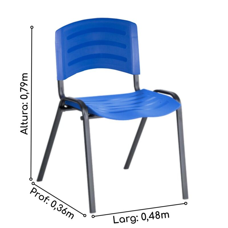Cadeira Fixa Plástica 04 pés Cor Azul (Polipropileno) 31207 AMANHECER MÓVEIS 3