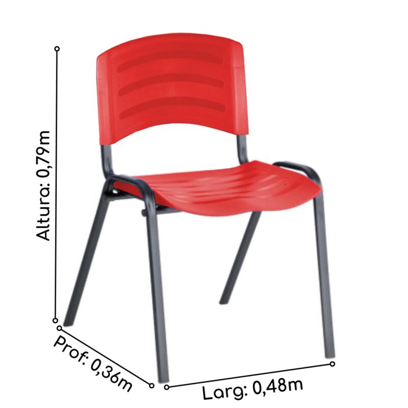 Cadeira Fixa Plástica 04 pés Cor Vermelho (Polipropileno) 31208 AMANHECER MÓVEIS 3