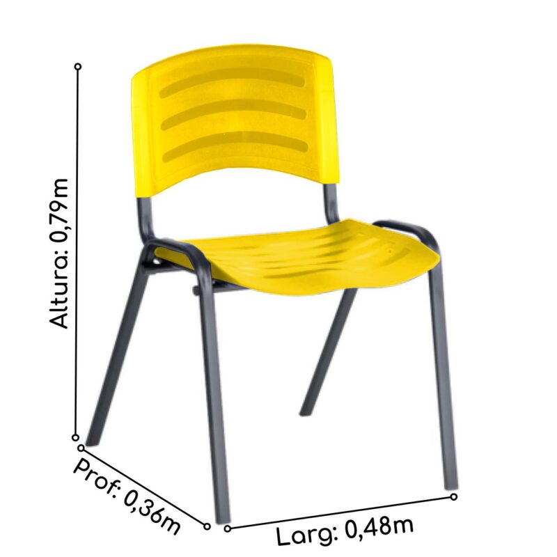 Cadeira Fixa Plástica 04 pés Cor Amarelo (Polipropileno) 31209 AMANHECER MÓVEIS 3