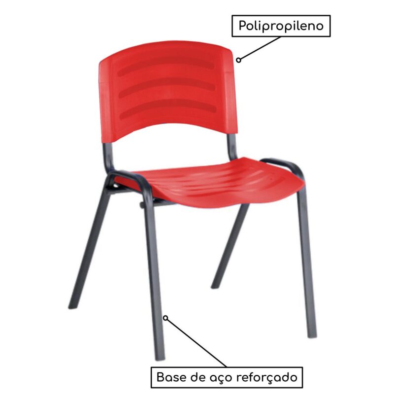 Cadeira Fixa Plástica 04 pés Cor Vermelho (Polipropileno) 31208 AMANHECER MÓVEIS 4