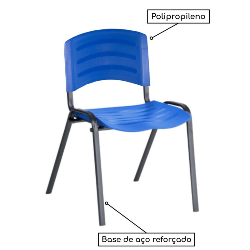 Cadeira Fixa Plástica 04 pés Cor Azul (Polipropileno) 31207 AMANHECER MÓVEIS 4