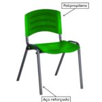 Cadeira Fixa Plástica 04 pés Cor Verde (Polipropileno) 31210 AMANHECER MÓVEIS 7