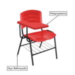 Cadeira Universitária Plástica com Prancheta PLÁSTICA – COR VERMELHO 34022 AMANHECER MÓVEIS 9