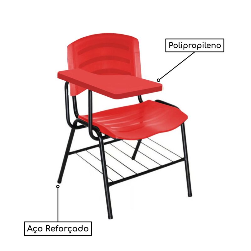 Cadeira Universitária Plástica com Prancheta PLÁSTICA – COR VERMELHO 34022 AMANHECER MÓVEIS 4
