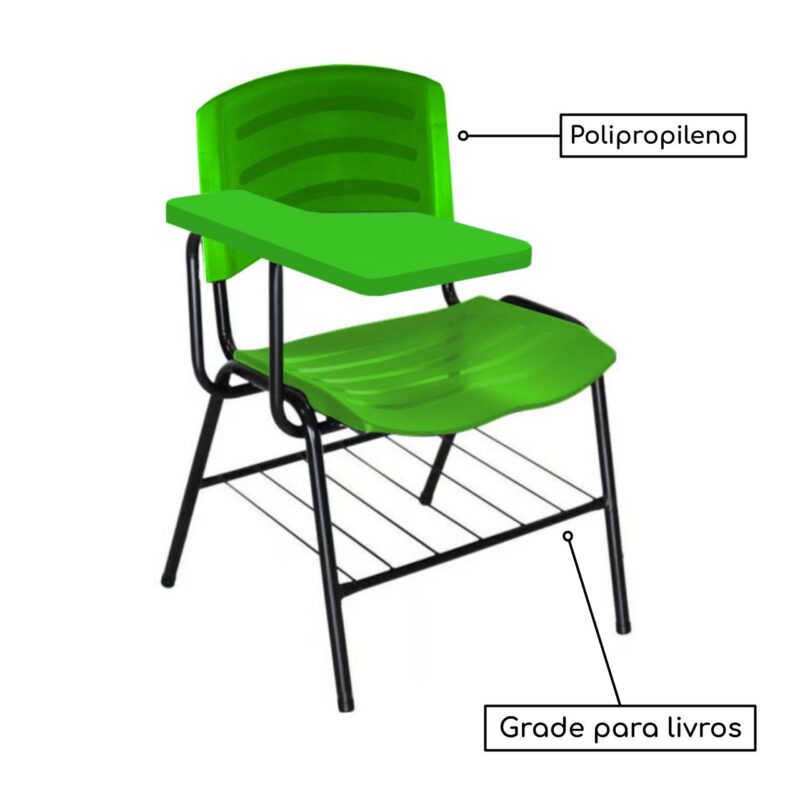 Cadeira Universitária Plástica com Prancheta PLÁSTICA – COR VERDE 34024 AMANHECER MÓVEIS 3