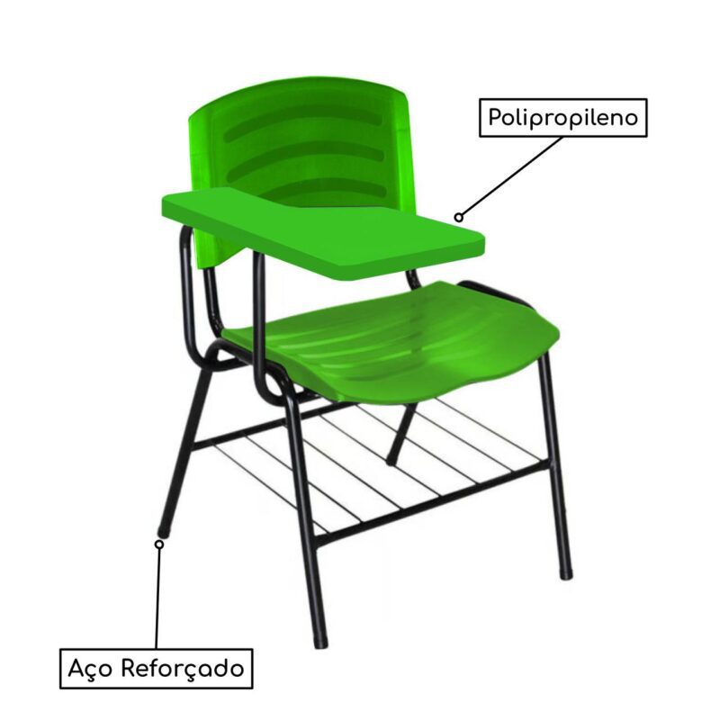 Cadeira Universitária Plástica com Prancheta PLÁSTICA – COR VERDE 34024 AMANHECER MÓVEIS 4