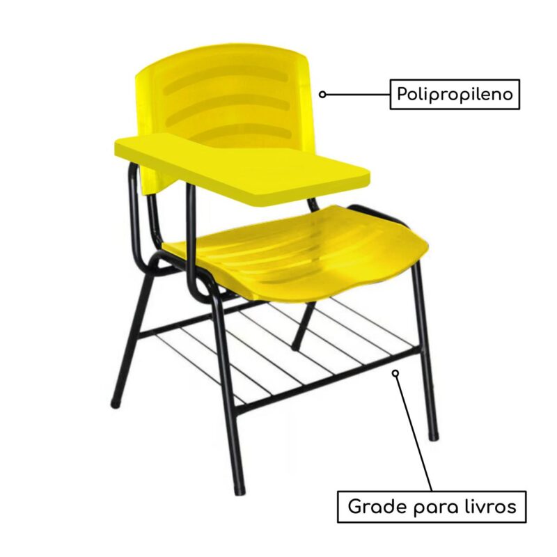 Cadeira Universitária Plástica com Prancheta PLÁSTICA – COR AMARELO 34025 AMANHECER MÓVEIS 4
