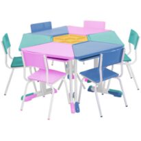 Conjunto Escolar Hexagonal BABY Mesas e Cadeiras – 06 A 09 anos – JUVENIL – 41005 AMANHECER MÓVEIS