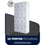 Armário Roupeiro de Aço c/ 12 Portas PEQUENAS – 1,95×0,92×0,40m – SA – CZ/CZ – 14001 AMANHECER MÓVEIS 7