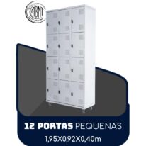 Armário Roupeiro de Aço c/ 12 Portas PEQUENAS – 1,95×0,92×0,40m – SA – CZ/CZ – 14001 AMANHECER MÓVEIS