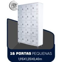 Armário Roupeiro de Aço c/ 16 Portas PEQUENAS – 1,95×1,25×0,40m – SA – CZ/CZ – 14000 AMANHECER MÓVEIS