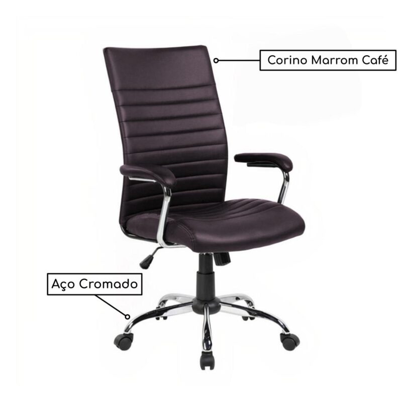 Cadeira de Escritório Diretor Luna – Cor Marrom Café – PMD – 34004 AMANHECER MÓVEIS 4