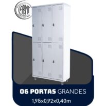 Armário Roupeiro de Aço c/ 06 Portas GRANDES – 1,95×0,92×0,40m – SA – CZ/CZ – 14009 AMANHECER MÓVEIS