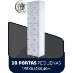 Armário Roupeiro de Aço c/ 10 Portas PEQUENAS – 1,95×0,62×0,40m – SA – CZ/CZ – 14010 AMANHECER MÓVEIS 6