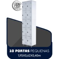 Armário Roupeiro de Aço c/ 10 Portas PEQUENAS – 1,95×0,62×0,40m – SA – CZ/CZ – 14010 AMANHECER MÓVEIS
