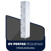 Armário Roupeiro de Aço c/ 04 Portas PEQUENAS 1,95×0,34×0,40m PEQUENAS – SA – CZ/CZ – 14011 AMANHECER MÓVEIS 2