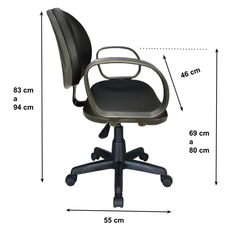 Cadeira Executiva LISA Giratória com Braço Corsa Cor Preta – 31001 AMANHECER MÓVEIS 3