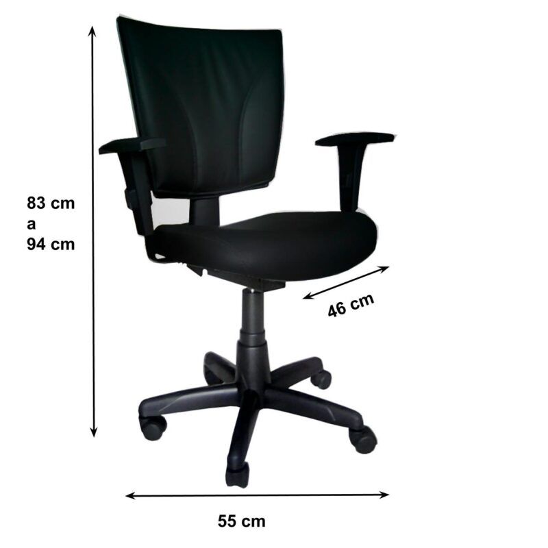 Cadeira B-ONE Back System com Braços Reguláveis – Cor Preta 31010 AMANHECER MÓVEIS 4