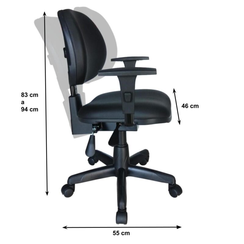 Cadeira Executiva Back System Lisa c/ Braços reguláveis – Cor Preta 31006 AMANHECER MÓVEIS 3