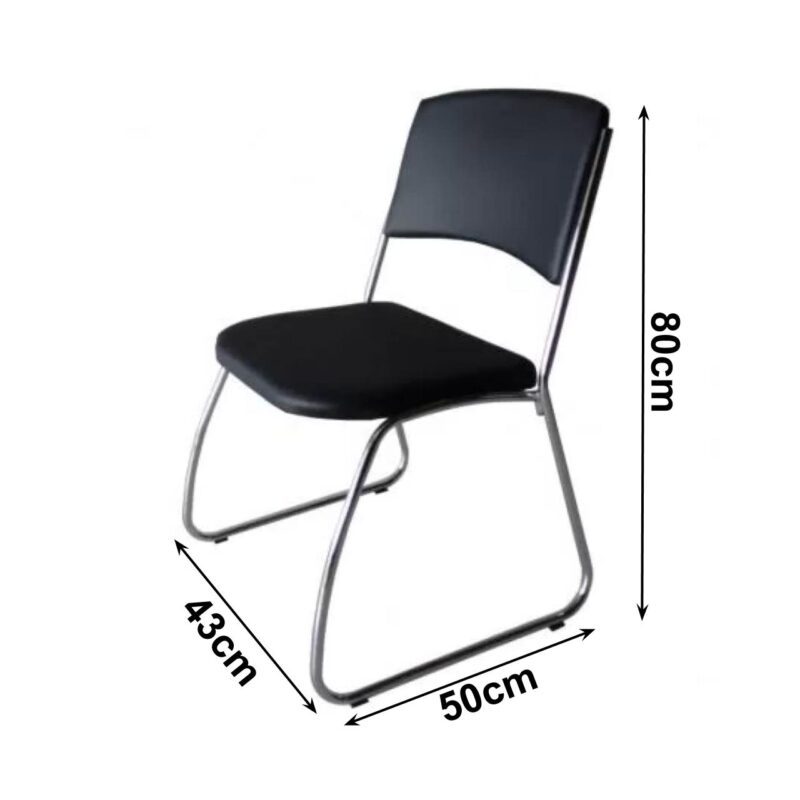 Cadeira Interlocutor Level Cromada – Cor Preto – (EMPILHÁVEL) 32995 AMANHECER MÓVEIS 4